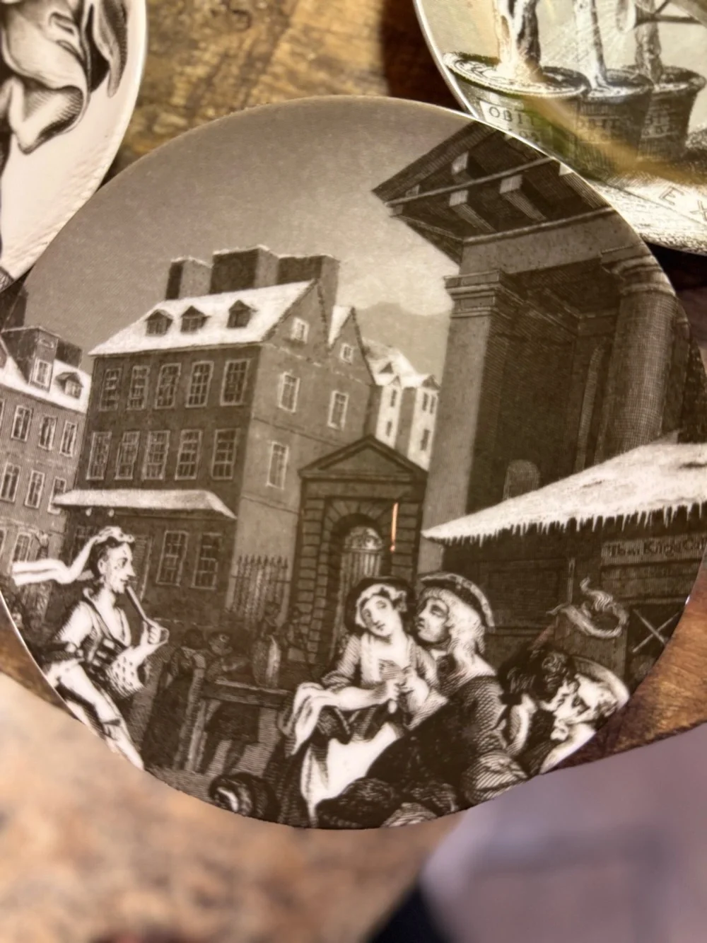 Williams-Sonoma Rare Set Of 4 Satirical Art Of William Hogarth Script